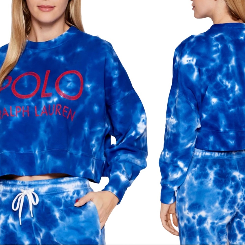 Polo by Ralph Lauren Vibrant Blue white and Red cropped Crewneck - Picture 2 of 4
